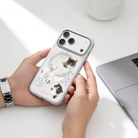 Apple iPhone 17 Pro Max Kılıf M-safe Şarj Özellikli 3D Baskılı Tasarım Mutural The Cat Serisi Kapak - 37
