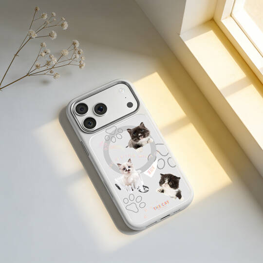 Apple iPhone 17 Pro Max Kılıf M-safe Şarj Özellikli 3D Baskılı Tasarım Mutural The Cat Serisi Kapak - 38