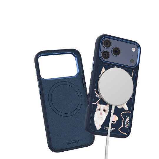 Apple iPhone 17 Pro Max Kılıf M-safe Şarj Özellikli 3D Baskılı Tasarım Mutural The Cat Serisi Kapak - 26