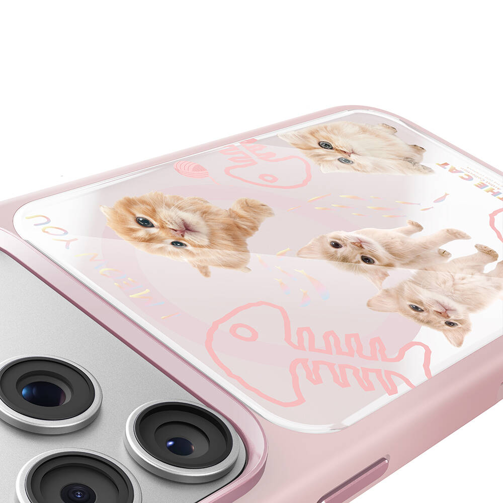 Apple iPhone 17 Pro Max Kılıf M-safe Şarj Özellikli 3D Baskılı Tasarım Mutural The Cat Serisi Kapak - 5