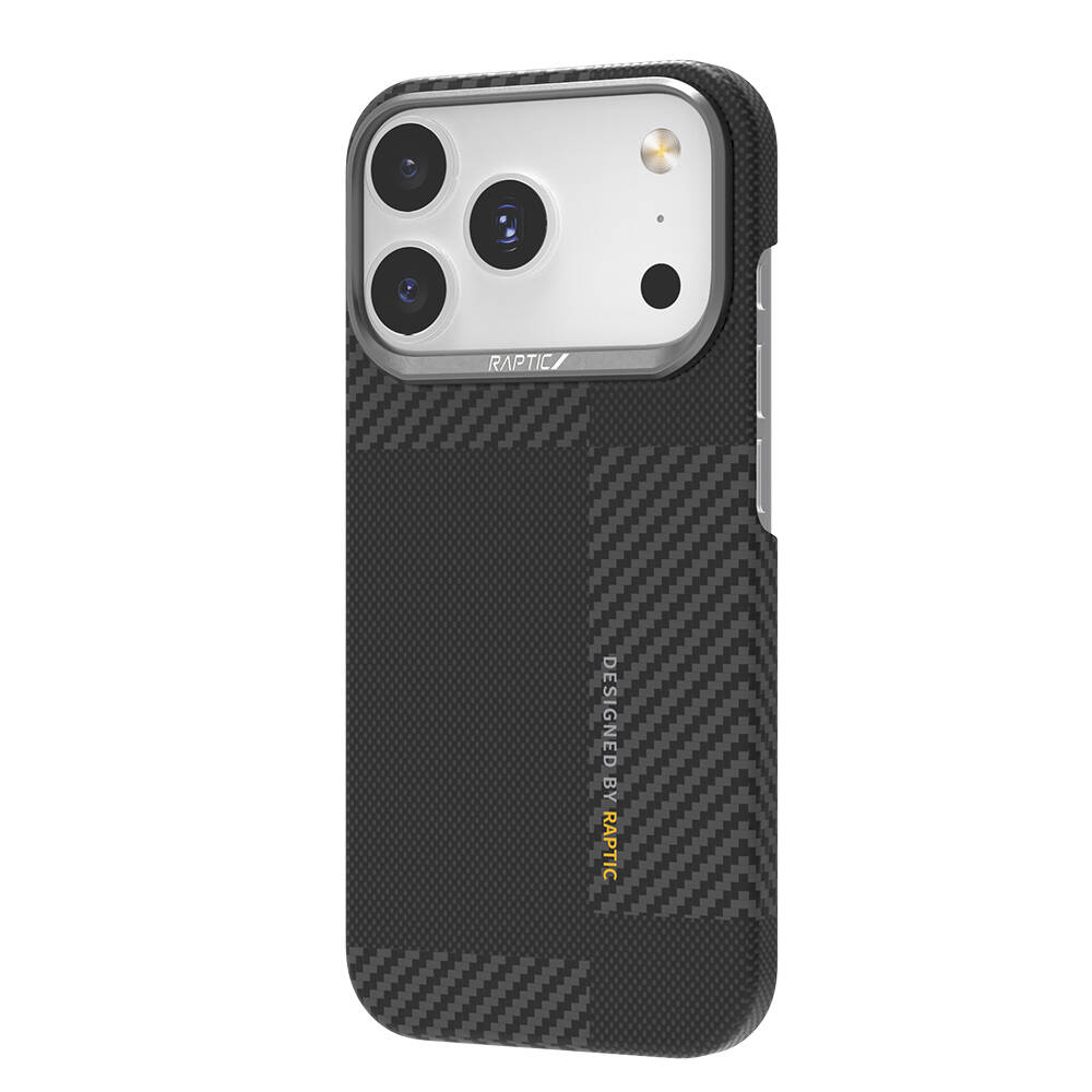 Apple iPhone 17 Pro Max Kılıf M-safe Şarj Özellikli 600D Metal Kamera Çerçeveli Raptic Aramid Karbon Fiber Geotik Serisi Kapak - 5
