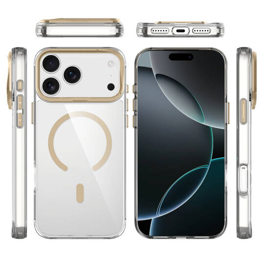 Apple iPhone 17 Pro Max Kılıf M-safe Şarj Özellikli Airbagli Kamera Standlı Zore Azor Kapak - 6