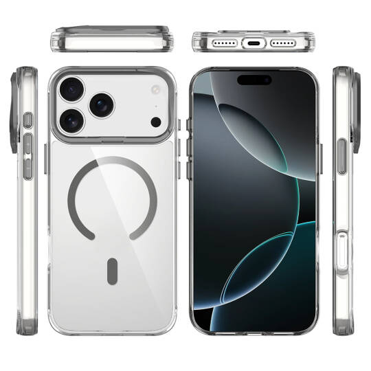 Apple iPhone 17 Pro Max Kılıf M-safe Şarj Özellikli Airbagli Kamera Standlı Zore Azor Kapak - 9