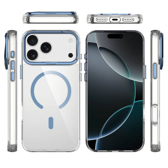 Apple iPhone 17 Pro Max Kılıf M-safe Şarj Özellikli Airbagli Kamera Standlı Zore Azor Kapak - 15