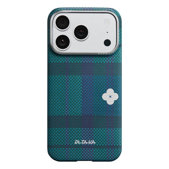 Apple iPhone 17 Pro Max Kılıf M-safe Şarj Özellikli Aramid Karbon Fiber Pitaka Flora in Grid Serisi Kapak - 7