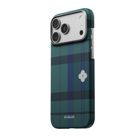 Apple iPhone 17 Pro Max Kılıf M-safe Şarj Özellikli Aramid Karbon Fiber Pitaka Flora in Grid Serisi Kapak - 9