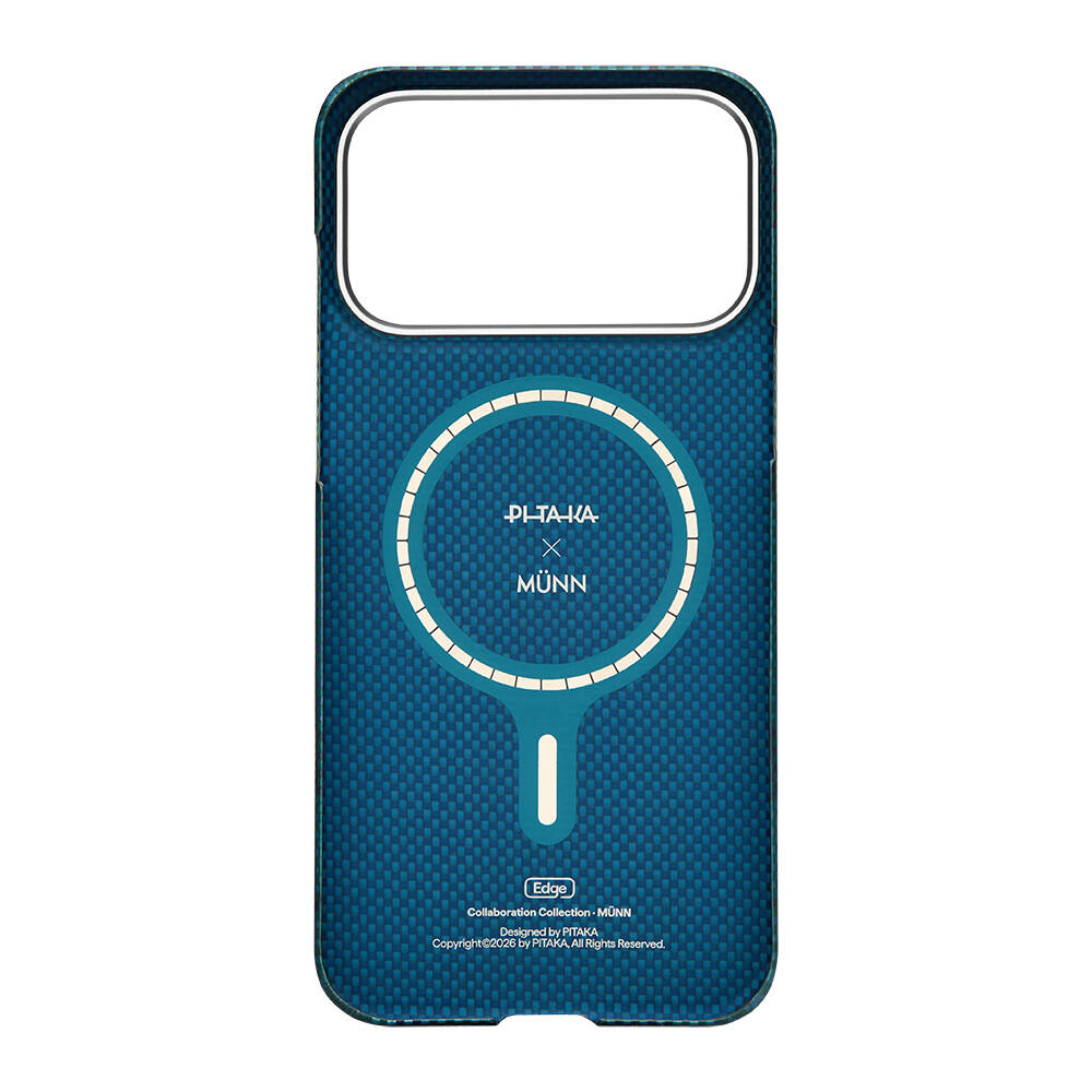 Apple iPhone 17 Pro Max Kılıf M-safe Şarj Özellikli Aramid Karbon Fiber Pitaka Flora in Grid Serisi Kapak - 10