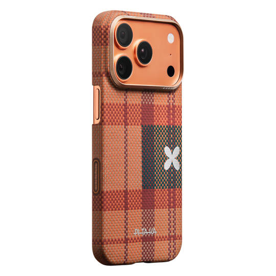 Apple iPhone 17 Pro Max Kılıf M-safe Şarj Özellikli Aramid Karbon Fiber Pitaka Flora in Grid Serisi Kapak - 3