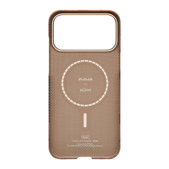 Apple iPhone 17 Pro Max Kılıf M-safe Şarj Özellikli Aramid Karbon Fiber Pitaka Flora in Grid Serisi Kapak - 4