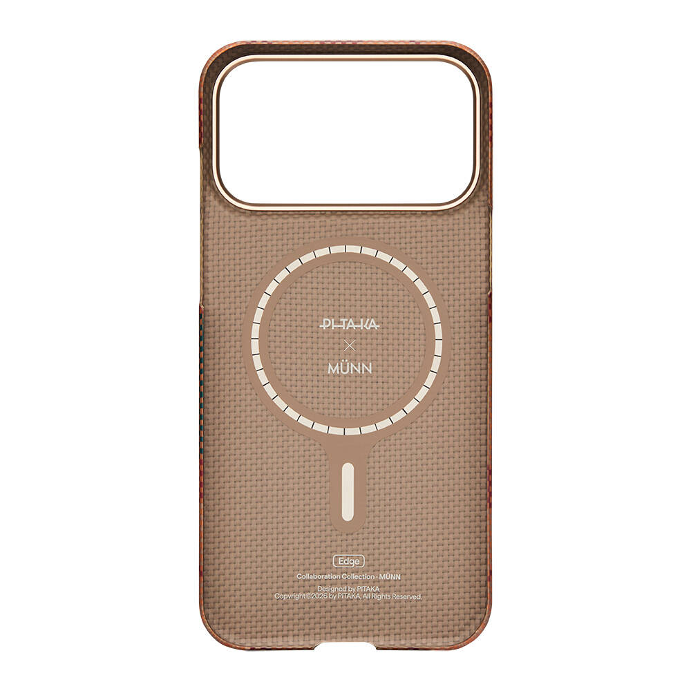 Apple iPhone 17 Pro Max Kılıf M-safe Şarj Özellikli Aramid Karbon Fiber Pitaka Flora in Grid Serisi Kapak - 4