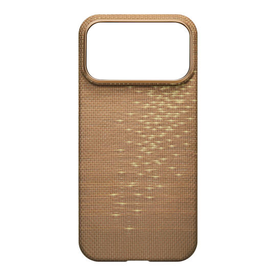Apple iPhone 17 Pro Max Kılıf M-safe Şarj Özellikli Aramid Karbon Fiber Pitaka Glints of Gold Ultra Slim Serisi Kapak - 12