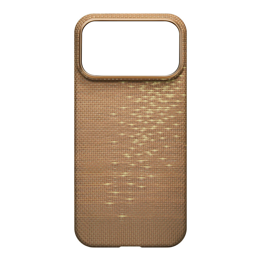 Apple iPhone 17 Pro Max Kılıf M-safe Şarj Özellikli Aramid Karbon Fiber Pitaka Glints of Gold Ultra Slim Serisi Kapak - 12