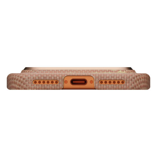 Apple iPhone 17 Pro Max Kılıf M-safe Şarj Özellikli Aramid Karbon Fiber Pitaka Glints of Gold Ultra Slim Serisi Kapak - 16