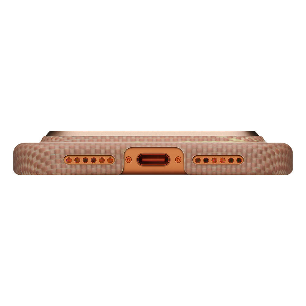 Apple iPhone 17 Pro Max Kılıf M-safe Şarj Özellikli Aramid Karbon Fiber Pitaka Glints of Gold Ultra Slim Serisi Kapak - 16
