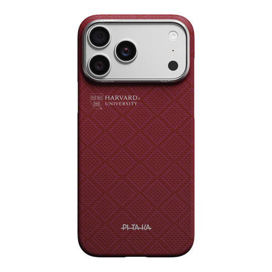 Apple iPhone 17 Pro Max Kılıf M-safe Şarj Özellikli Aramid Karbon Fiber Pitaka Harvard University Serisi Kapak