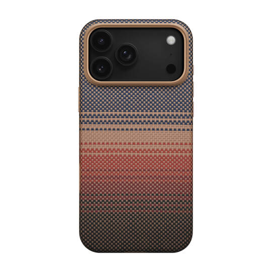 Apple iPhone 17 Pro Max Kılıf M-safe Şarj Özellikli Aramid Karbon Fiber Pitaka Military-Grade Sunset-Moonrise Serisi Kapak - 2