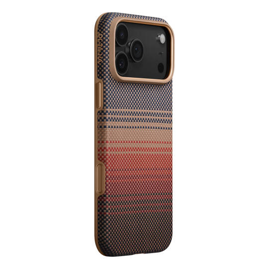 Apple iPhone 17 Pro Max Kılıf M-safe Şarj Özellikli Aramid Karbon Fiber Pitaka Military-Grade Sunset-Moonrise Serisi Kapak - 3