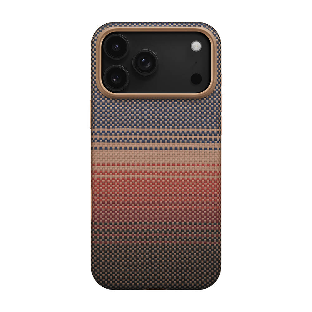 Apple iPhone 17 Pro Max Kılıf M-safe Şarj Özellikli Aramid Karbon Fiber Pitaka Military-Grade Sunset-Moonrise Serisi Kapak - 1