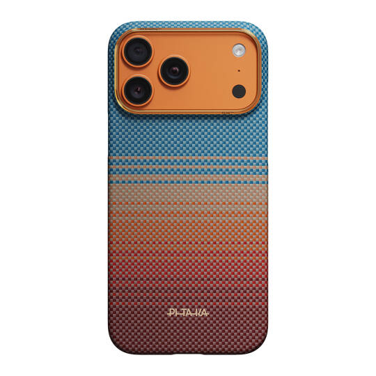 Apple iPhone 17 Pro Max Kılıf M-safe Şarj Özellikli Aramid Karbon Fiber Pitaka Sunset 2.0 California Dream Serisi Kapak - 25