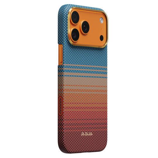Apple iPhone 17 Pro Max Kılıf M-safe Şarj Özellikli Aramid Karbon Fiber Pitaka Sunset 2.0 California Dream Serisi Kapak - 26