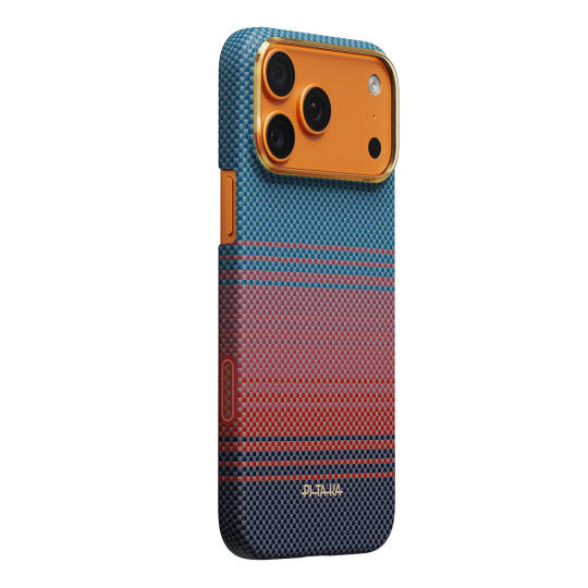 Apple iPhone 17 Pro Max Kılıf M-safe Şarj Özellikli Aramid Karbon Fiber Pitaka Sunset 2.0 California Dream Serisi Kapak - 20