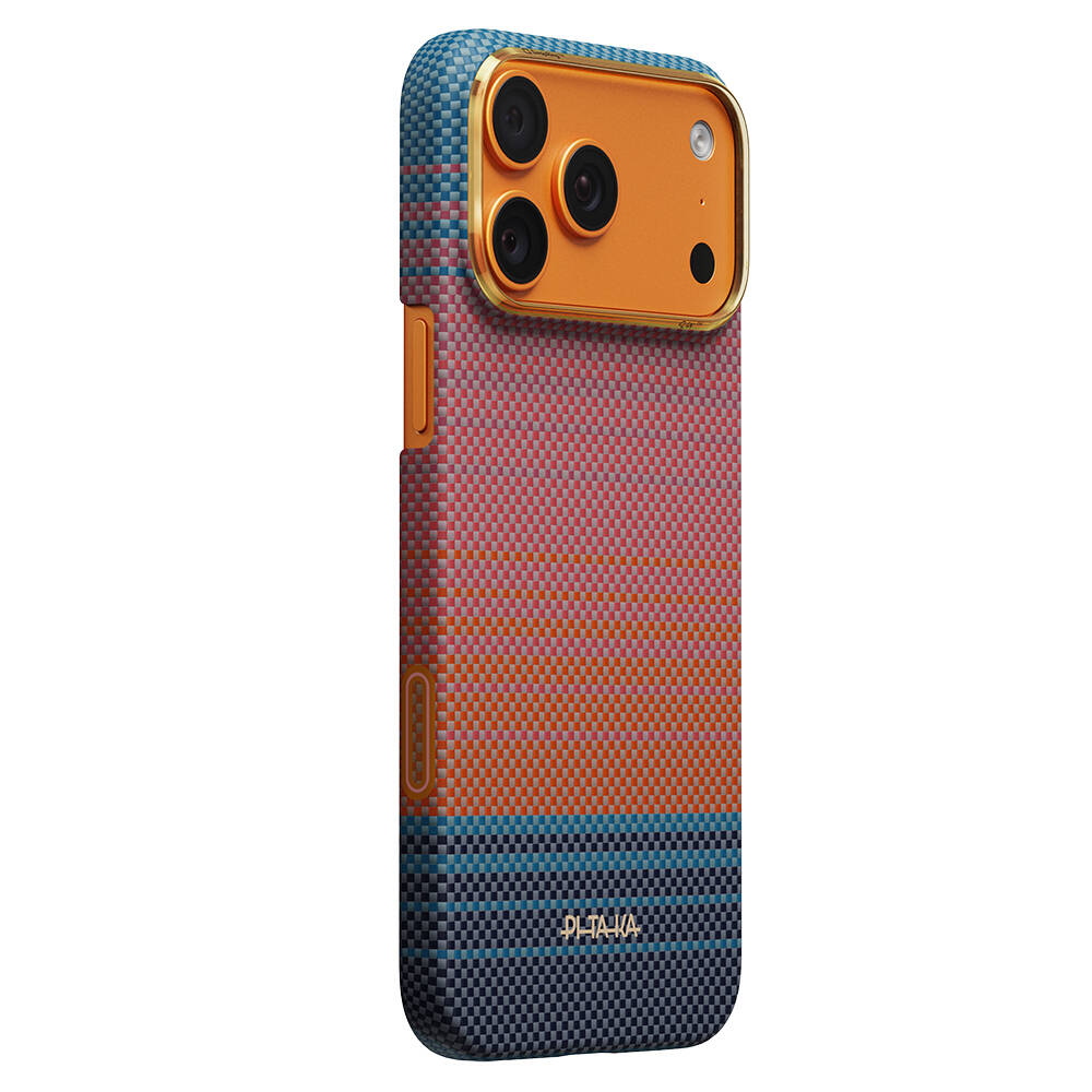 Apple iPhone 17 Pro Max Kılıf M-safe Şarj Özellikli Aramid Karbon Fiber Pitaka Sunset 2.0 California Dream Serisi Kapak - 14