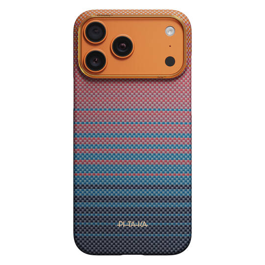Apple iPhone 17 Pro Max Kılıf M-safe Şarj Özellikli Aramid Karbon Fiber Pitaka Sunset 2.0 California Dream Serisi Kapak - 7
