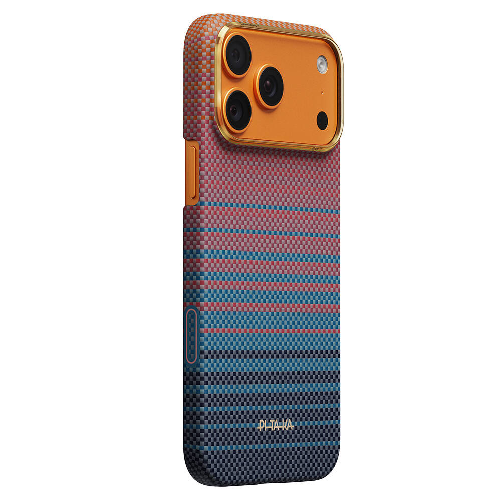 Apple iPhone 17 Pro Max Kılıf M-safe Şarj Özellikli Aramid Karbon Fiber Pitaka Sunset 2.0 California Dream Serisi Kapak - 8