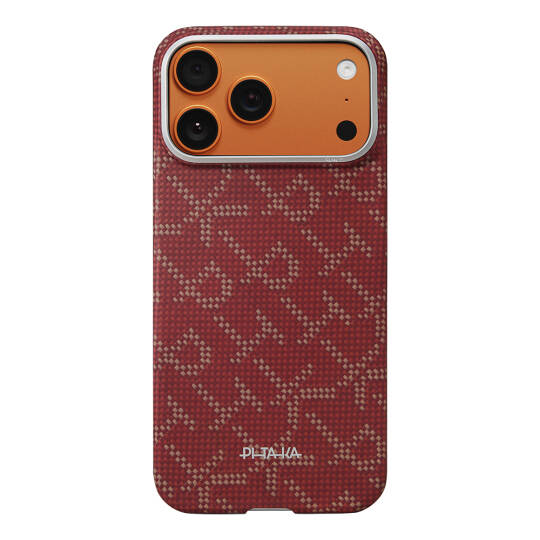 Apple iPhone 17 Pro Max Kılıf M-safe Şarj Özellikli Aramid Karbon Fiber Pitaka Tactile Woven Monogram Serisi Kapak - 5