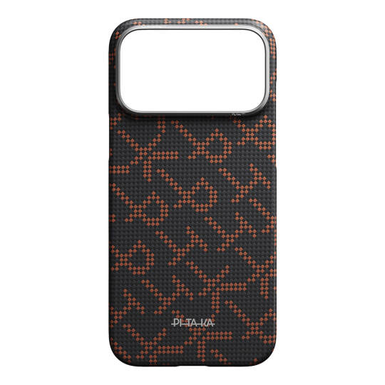 Apple iPhone 17 Pro Max Kılıf M-safe Şarj Özellikli Aramid Karbon Fiber Pitaka Tactile Woven Monogram Serisi Kapak - 11