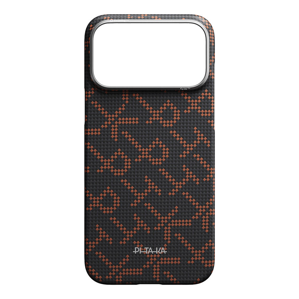 Apple iPhone 17 Pro Max Kılıf M-safe Şarj Özellikli Aramid Karbon Fiber Pitaka Tactile Woven Monogram Serisi Kapak - 11