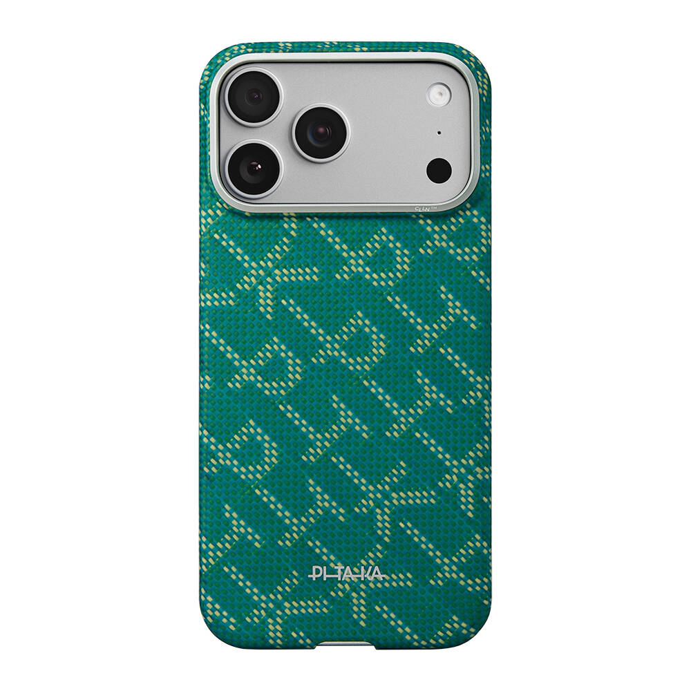 Apple iPhone 17 Pro Max Kılıf M-safe Şarj Özellikli Aramid Karbon Fiber Pitaka Tactile Woven Monogram Serisi Kapak - 3