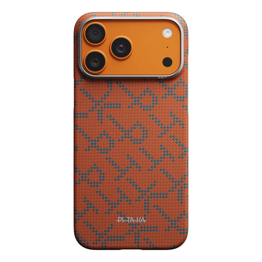 Apple iPhone 17 Pro Max Kılıf M-safe Şarj Özellikli Aramid Karbon Fiber Pitaka Tactile Woven Monogram Serisi Kapak - 2