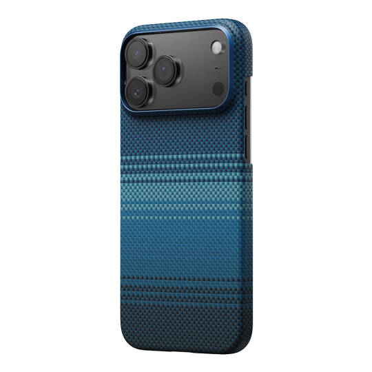 Apple iPhone 17 Pro Max Kılıf M-safe Şarj Özellikli Aramid Karbon Fiber Pitaka Tactile Woven Sunset-Moonrise Serisi Kapak - 5