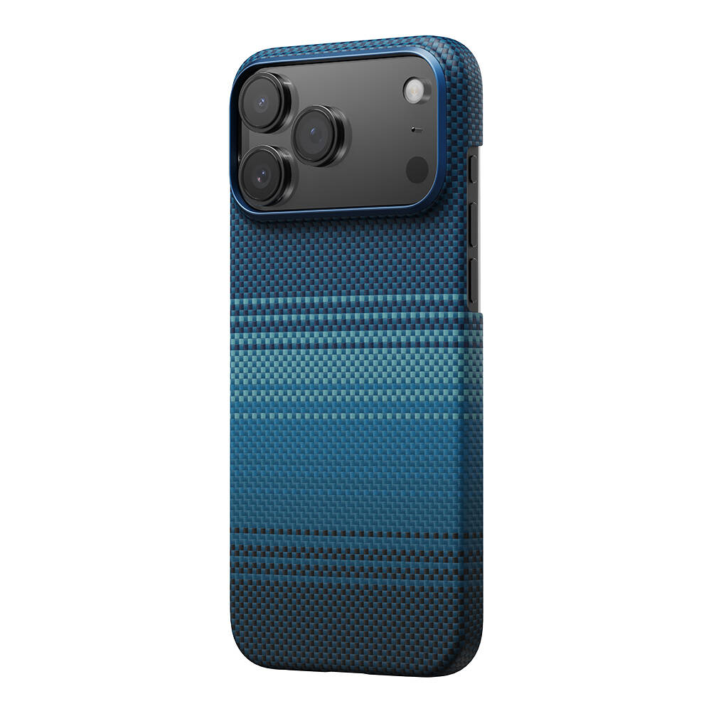 Apple iPhone 17 Pro Max Kılıf M-safe Şarj Özellikli Aramid Karbon Fiber Pitaka Tactile Woven Sunset-Moonrise Serisi Kapak - 5