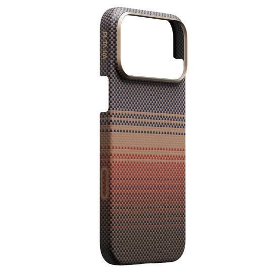 Apple iPhone 17 Pro Max Kılıf M-safe Şarj Özellikli Aramid Karbon Fiber Pitaka Tactile Woven Sunset-Moonrise Serisi Kapak - 10