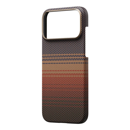 Apple iPhone 17 Pro Max Kılıf M-safe Şarj Özellikli Aramid Karbon Fiber Pitaka Tactile Woven Sunset-Moonrise Serisi Kapak - 12