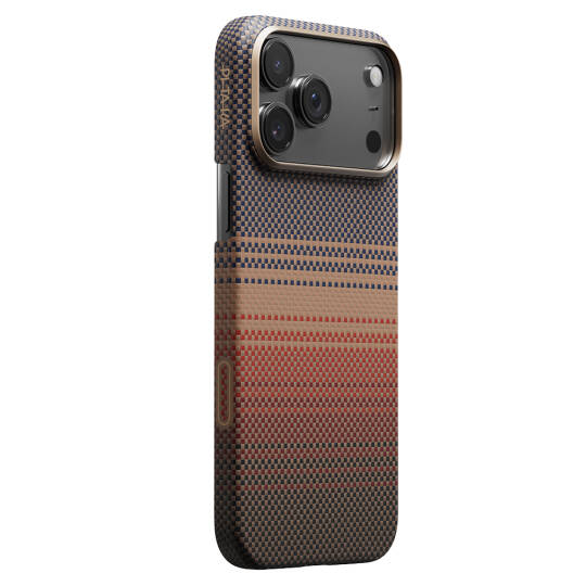 Apple iPhone 17 Pro Max Kılıf M-safe Şarj Özellikli Aramid Karbon Fiber Pitaka Tactile Woven Sunset-Moonrise Serisi Kapak - 2