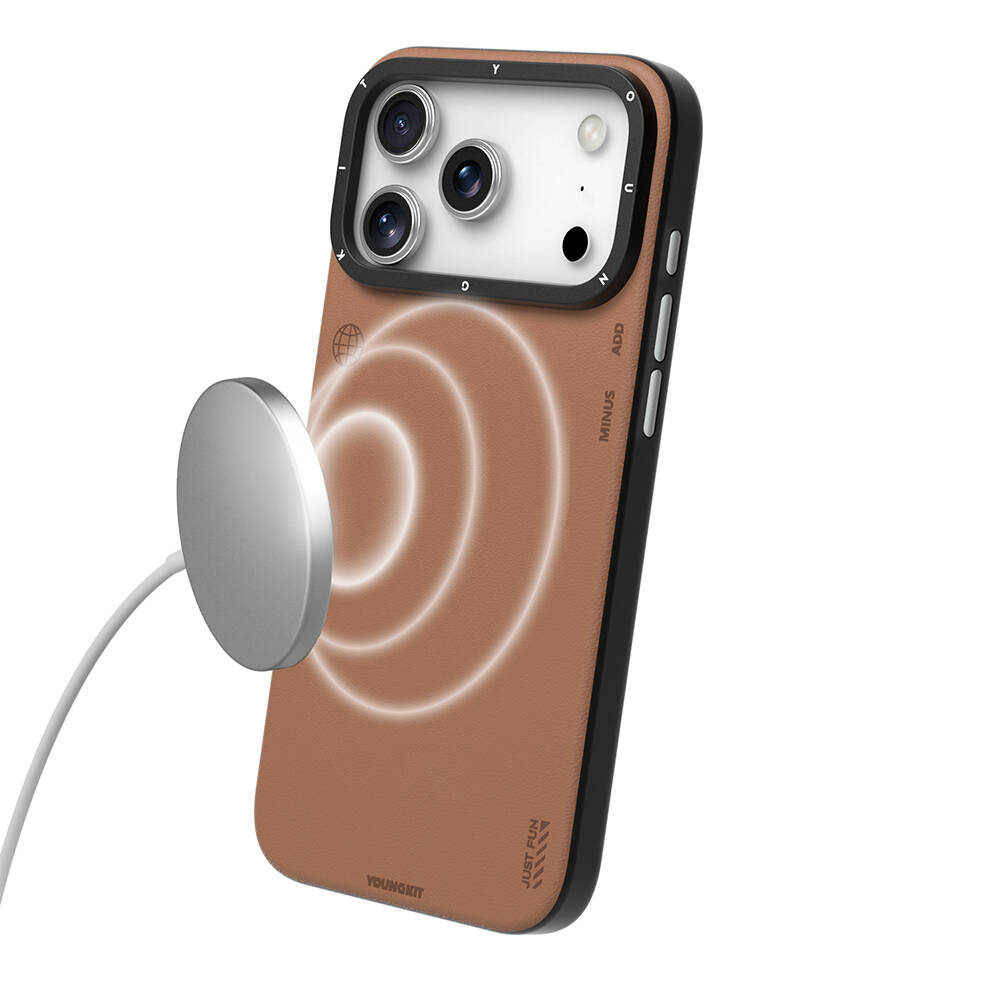 Apple iPhone 17 Pro Max Kılıf M-safe Şarj Özellikli Basit Mat Deri Desenli Youngkit Tech Fashion Serisi Kapak - 12