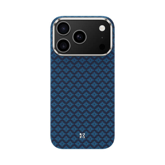 Apple iPhone 17 Pro Max Kılıf M-Safe Şarj Özellikli Benks ArmorAir ArmorGrid Serisi Kevlar Karbon Kapak Mavi
