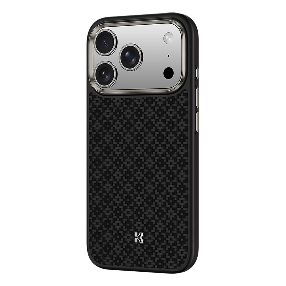 Apple iPhone 17 Pro Max Kılıf M-Safe Şarj Özellikli Benks ArmorPro ArmorGrid Serisi Kevlar Karbon Kapak - 5