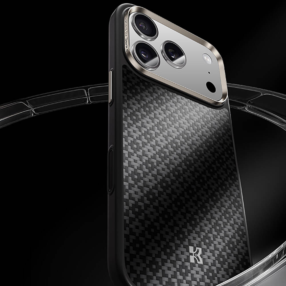 Apple iPhone 17 Pro Max Kılıf M-Safe Şarj Özellikli Benks ArmorPro ArmorGrid Serisi Kevlar Karbon Kapak - 16