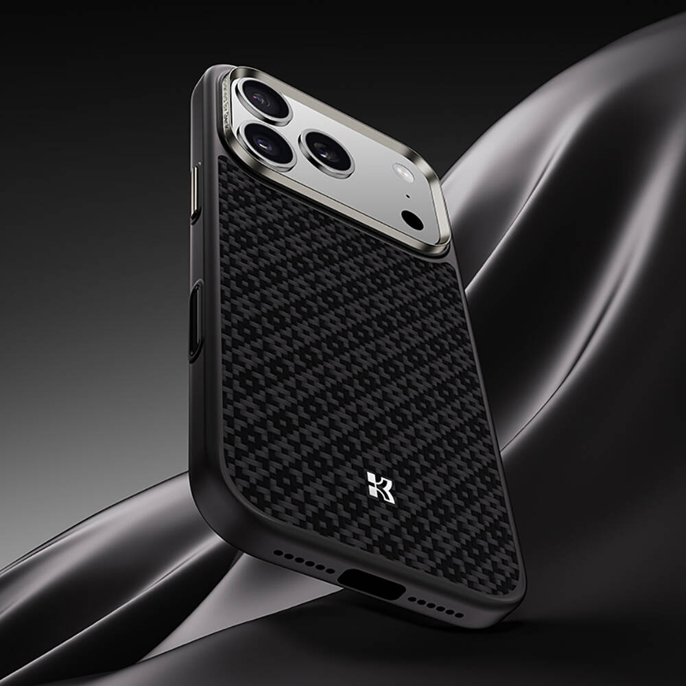Apple iPhone 17 Pro Max Kılıf M-Safe Şarj Özellikli Benks ArmorPro ArmorGrid Serisi Kevlar Karbon Kapak - 20