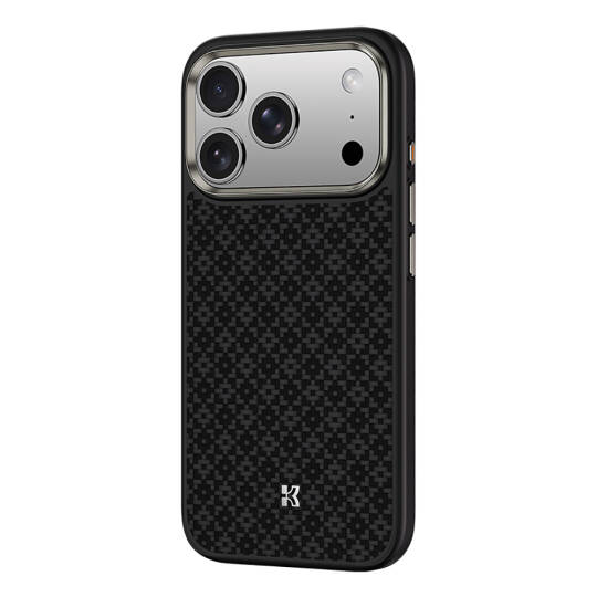 Apple iPhone 17 Pro Max Kılıf M-Safe Şarj Özellikli Benks ArmorPro ArmorGrid Serisi Kevlar Karbon Kapak Siyah