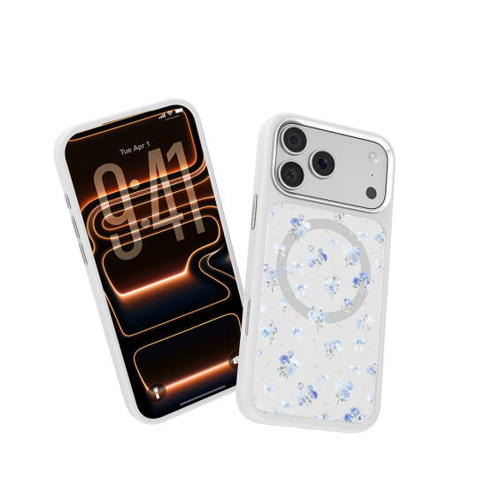 Apple iPhone 17 Pro Max Kılıf M-safe Şarj Özellikli Çiçek Tasarımlı Mutural Flower Serisi Kapak - 37