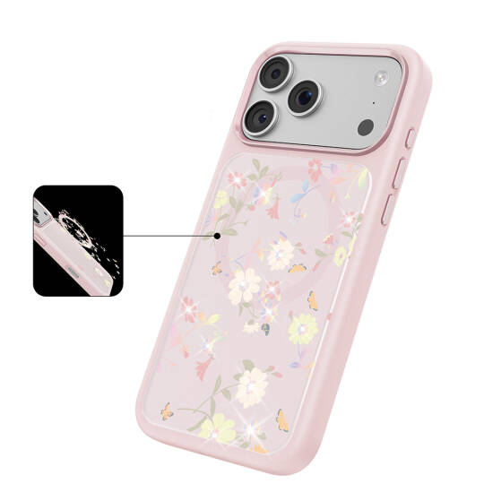 Apple iPhone 17 Pro Max Kılıf M-safe Şarj Özellikli Çiçek Tasarımlı Mutural Flower Serisi Kapak - 24