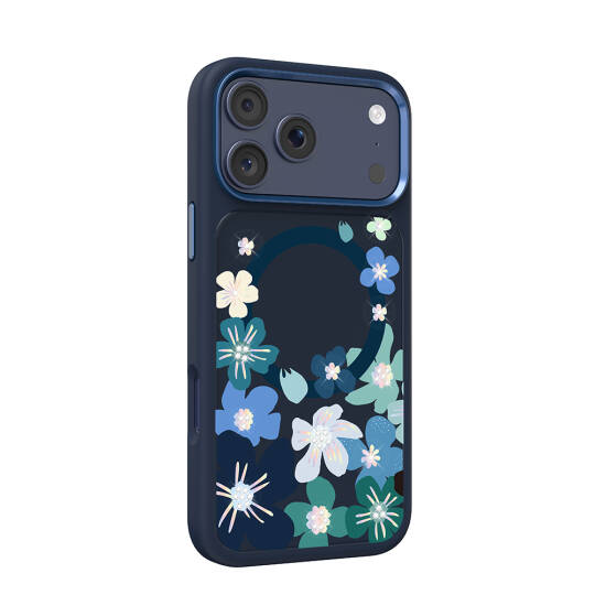Apple iPhone 17 Pro Max Kılıf M-safe Şarj Özellikli Çiçek Tasarımlı Mutural Flower Serisi Kapak - 12