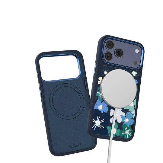Apple iPhone 17 Pro Max Kılıf M-safe Şarj Özellikli Çiçek Tasarımlı Mutural Flower Serisi Kapak - 14