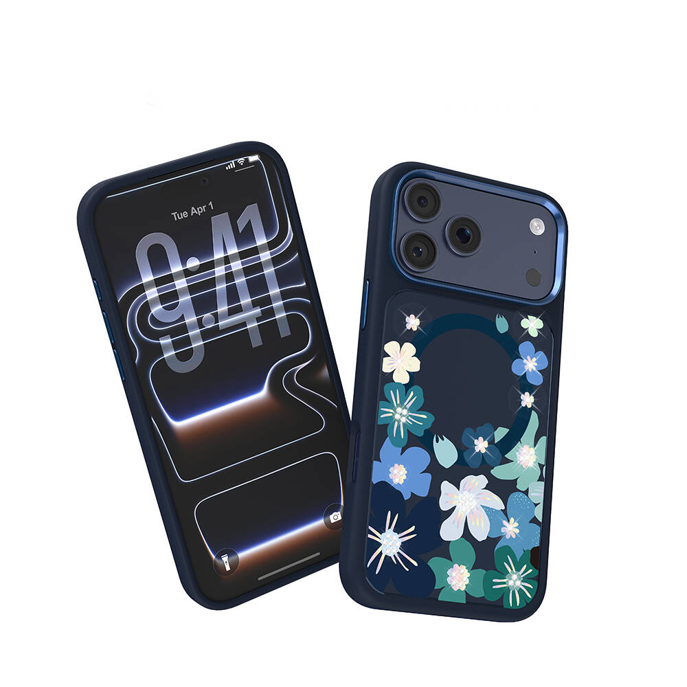 Apple iPhone 17 Pro Max Kılıf M-safe Şarj Özellikli Çiçek Tasarımlı Mutural Flower Serisi Kapak - 19