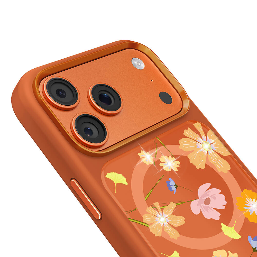 Apple iPhone 17 Pro Max Kılıf M-safe Şarj Özellikli Çiçek Tasarımlı Mutural Flower Serisi Kapak - 7